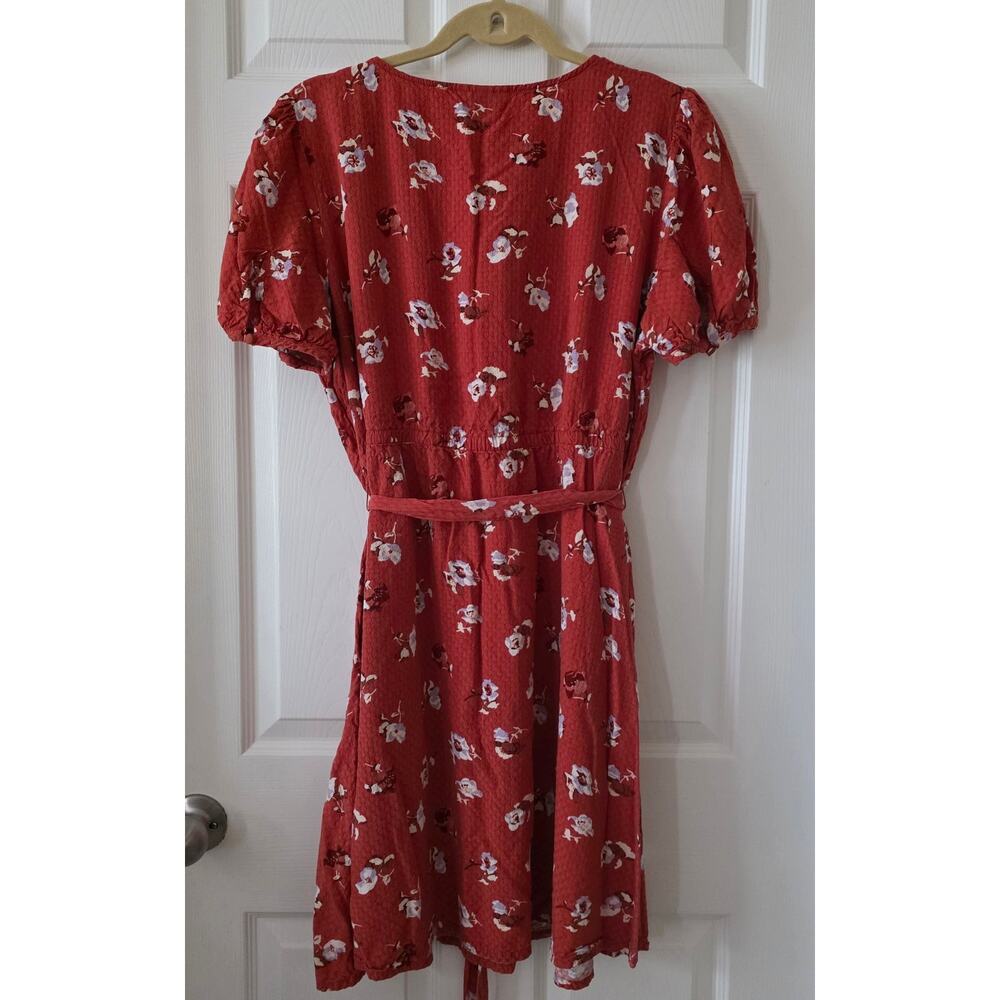 Universal Thread Puff Sleeve V-Neck Button Front Tie-Waist Floral Dress XL - Picture 2 of 8